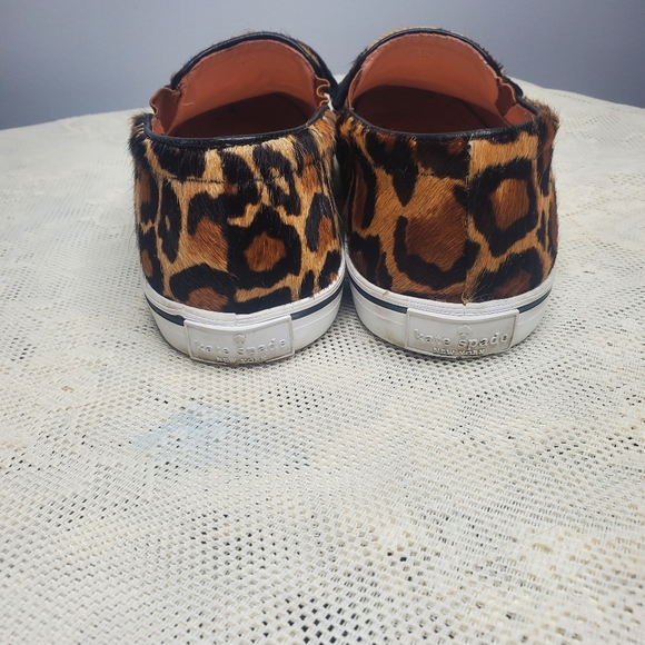 Kate‎ spade Delise Calf Hair Leather Leopard print slip on Sneaker Bow size 6 B - Picture 6 of 10